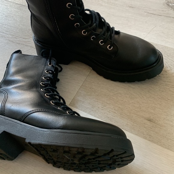 Steve Madden‎ Tornado ankle combat boot black leather 9.5 lace up zipper - Picture 2 of 13